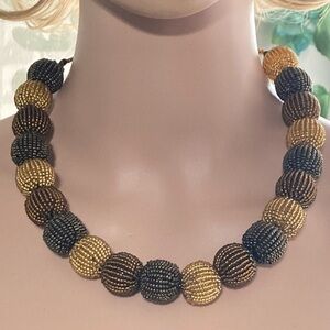 Hand-Beaded Statement Necklace – Earth Tone Wrapped Beads